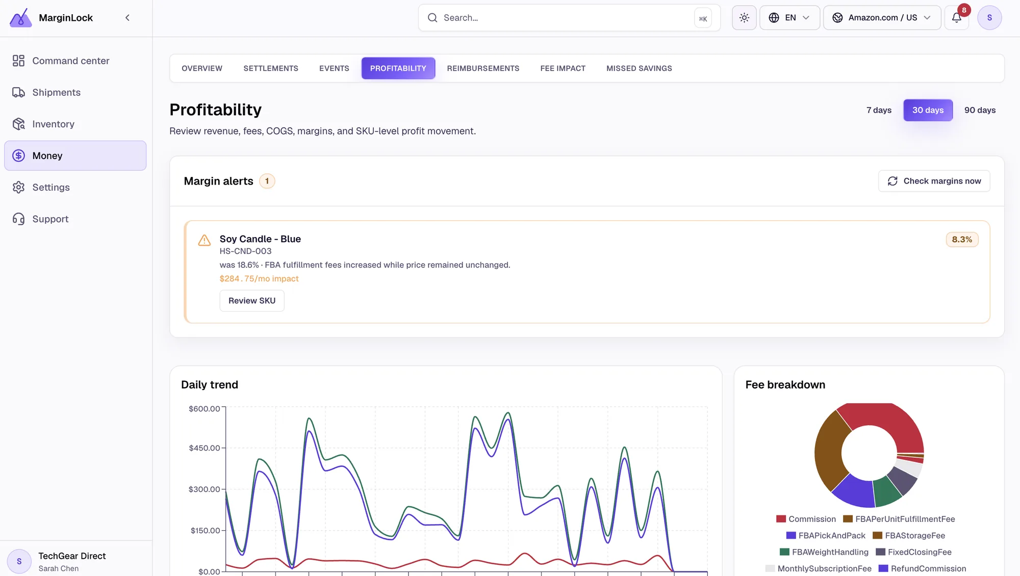 MarginLock fee-change impact analysis